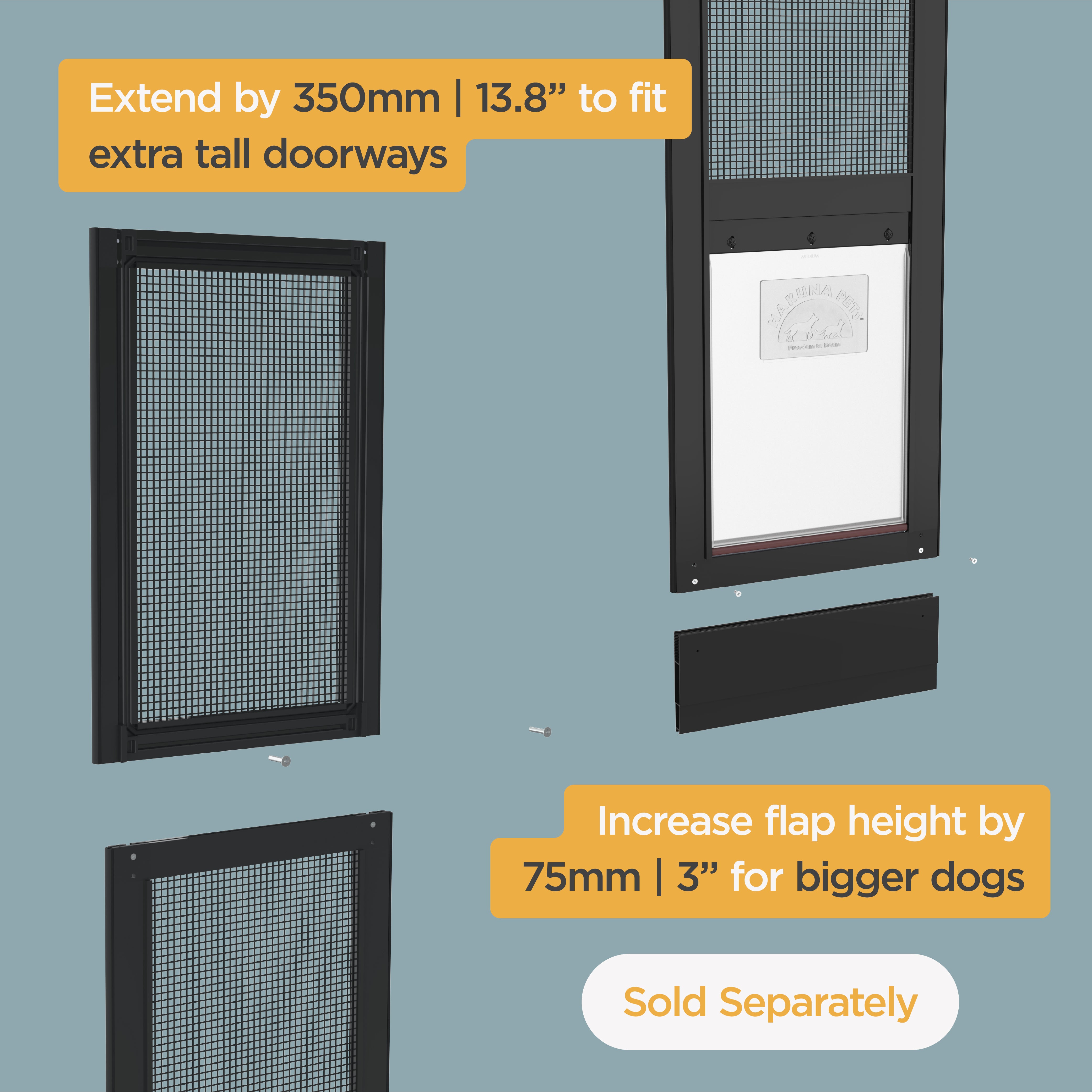 Mesh Patio Pet Door (2025) + Clear Weather Resistant Panel - Medium