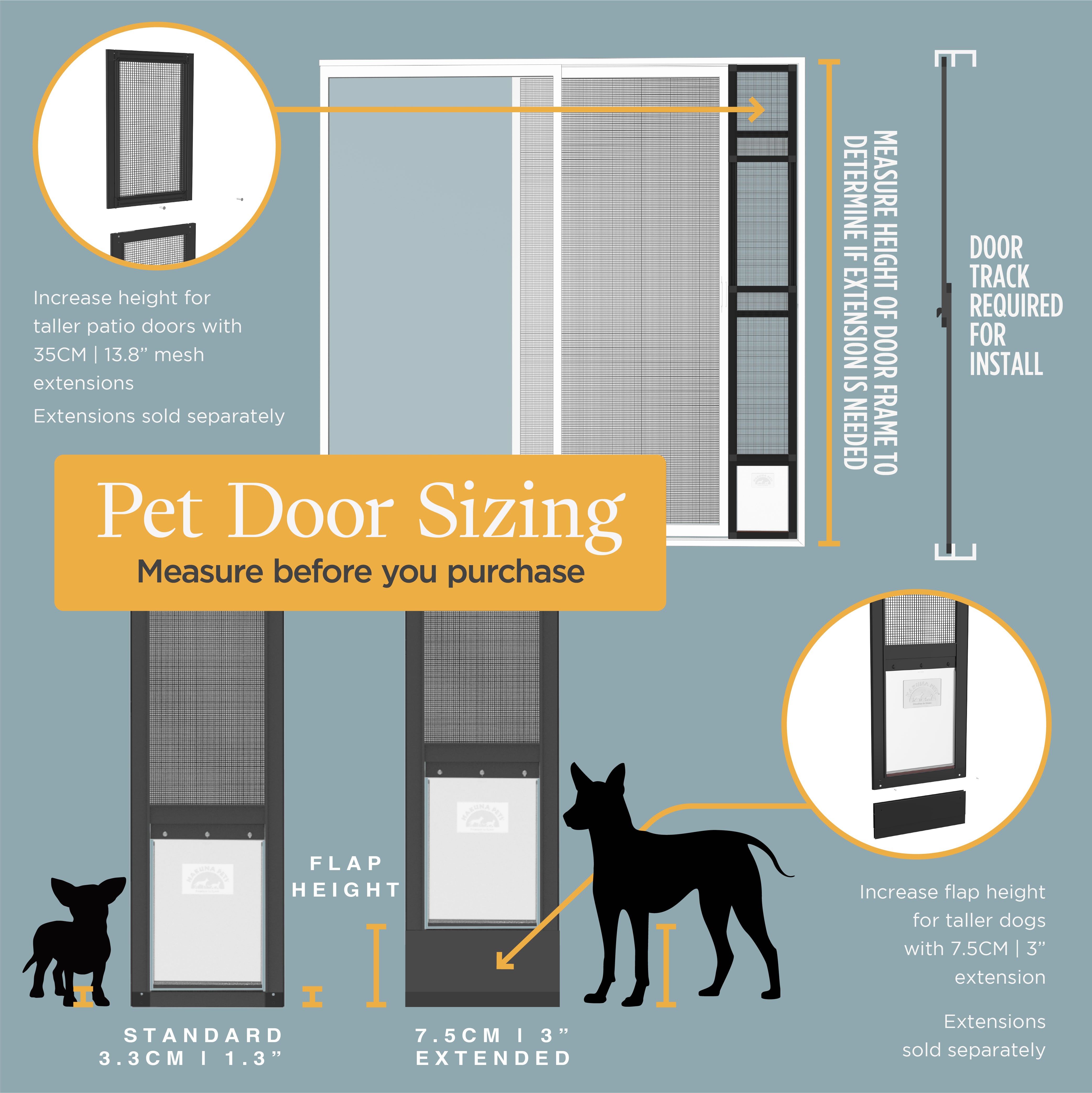 Mesh Patio Pet Door (2025) + Clear Weather Resistant Panel - Medium