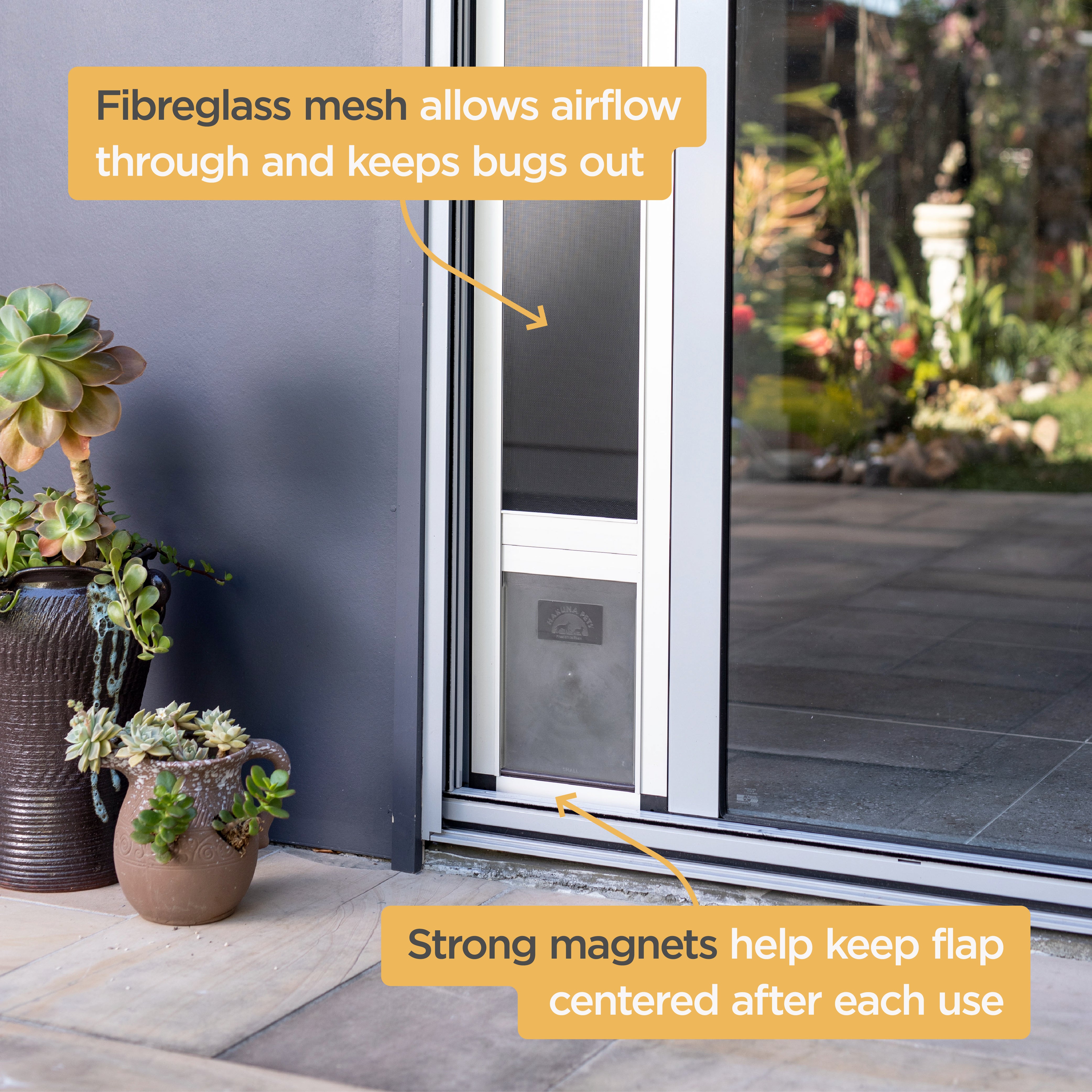 Mesh Patio Pet Door (2025) + Clear Weather Resistant Panel - Large