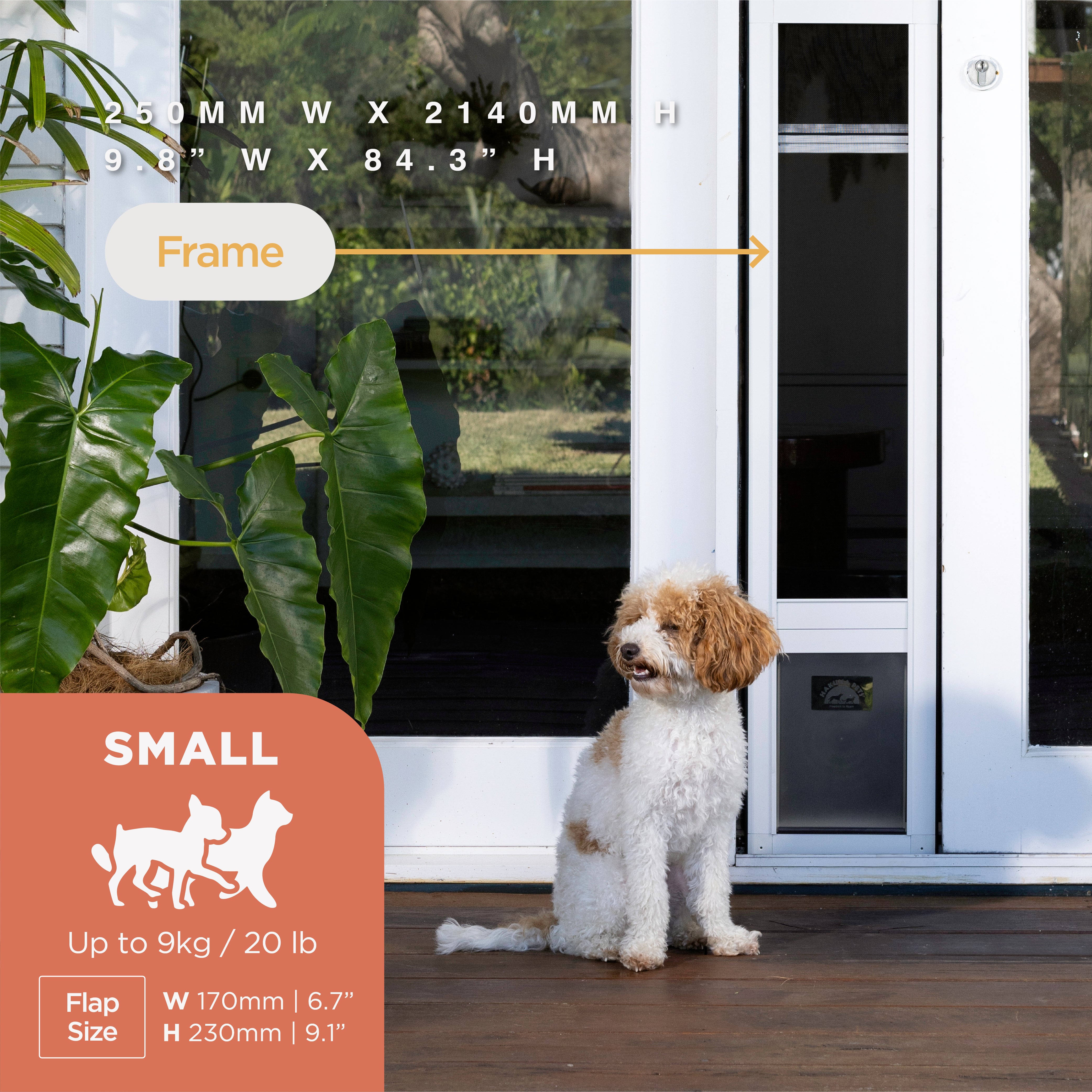 Mesh Patio Pet Door (2025) + Clear Weather Resistant Panel - Medium